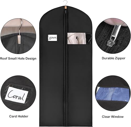 Miniatura 10 de Syeeiex Bolsa de traje de 40 pulgadas, juego de 8 bolsas de ropa para colgar ropa, bolsas de traje para almacenamiento en el armario, bolsas de