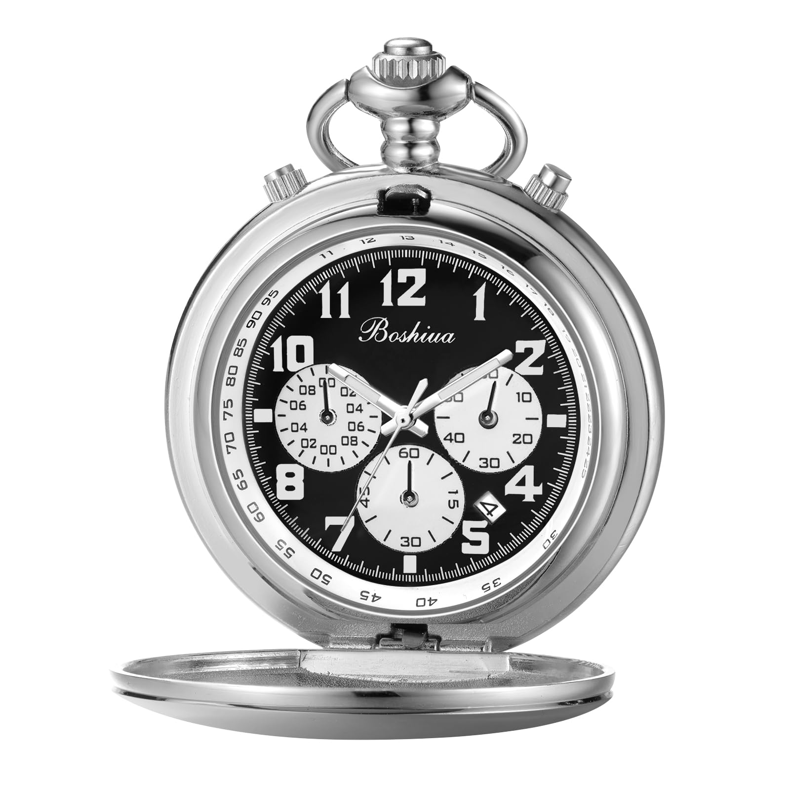 Steampunk Vintage Pocket Watch,Stainless Steel Quartz Pocket Watch 14 in Chain for Xmas Fathers Day Gift-image-48