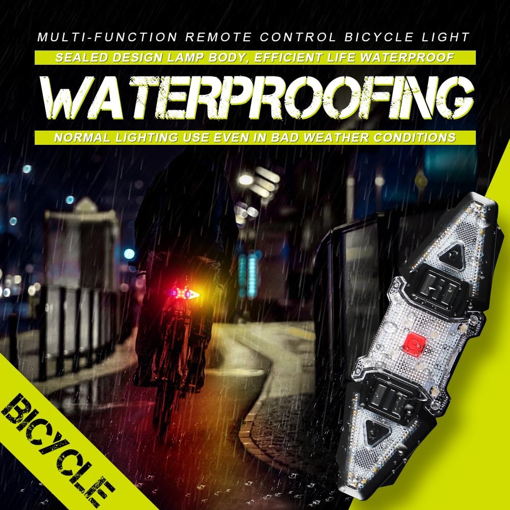 5 PCS Bike Tail Light with Turn Signals, Split USB Rechargeable Bike Turn Signal Front and Back, Wireless Remote Control Bicycle Turn Signals with Flash Warning Light and Red Tail Light for Bicycle