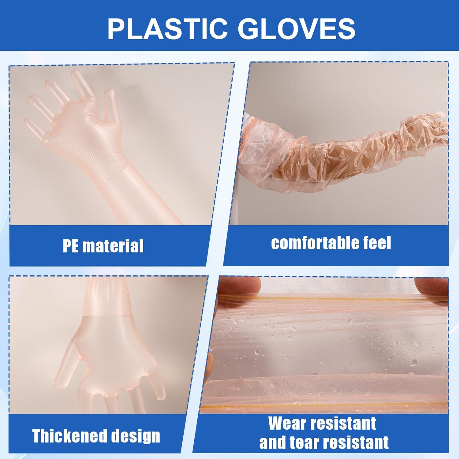 50 Pcs Waterproof Arm Cast Cover for Showering, Disposable Long Plastic Gloves for Cleaning, Cast Protector for Shower Arm, Broken Wound Waterproof Cast Cover