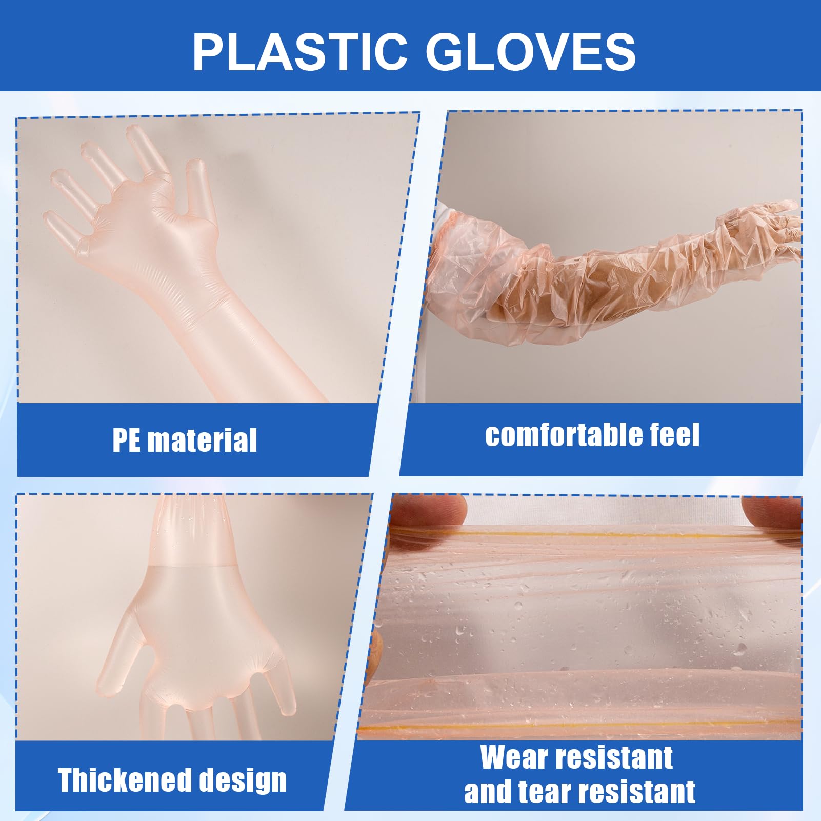 50 fundas impermeables para brazo para ducha, guantes de plástico largos desechables para limpieza, protector de yeso para brazo de ducha, cubierta impermeable para heridas rotas