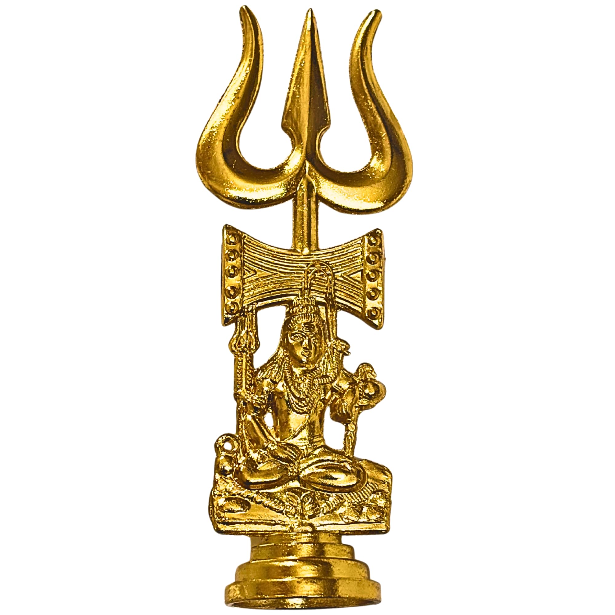 EDZZEL Shiv Ji Trishul Damru Statue – Hindu Trident Symbol Table Decorative for Car Dashboard, Office & Home
