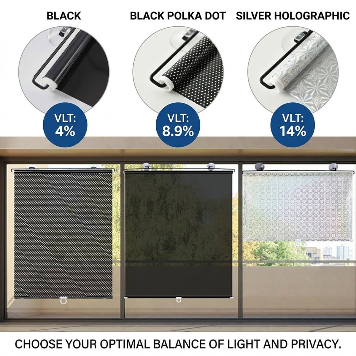Store Enrouleur à Ventouses, Stores occultants Portables sans perçage, Store Pare-Soleil rétractable, Rideau Occultant Thermiques pour Chambre de bébé, Bureau ou Voyage