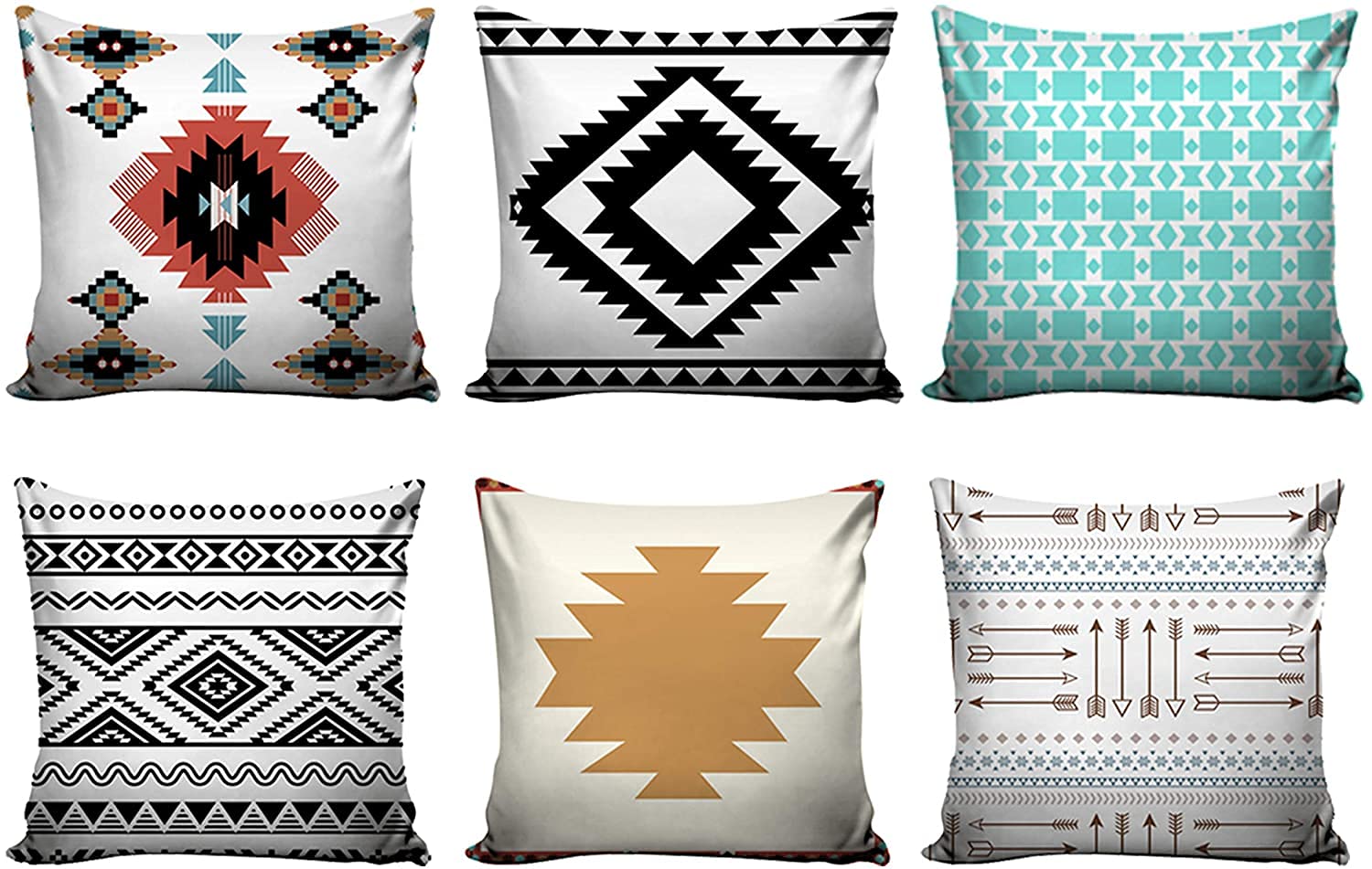AEROHAVEN Set of 6 Designer Decorative Throw Pillow/Cushion Covers - CC142 - (24 x 24 inch)