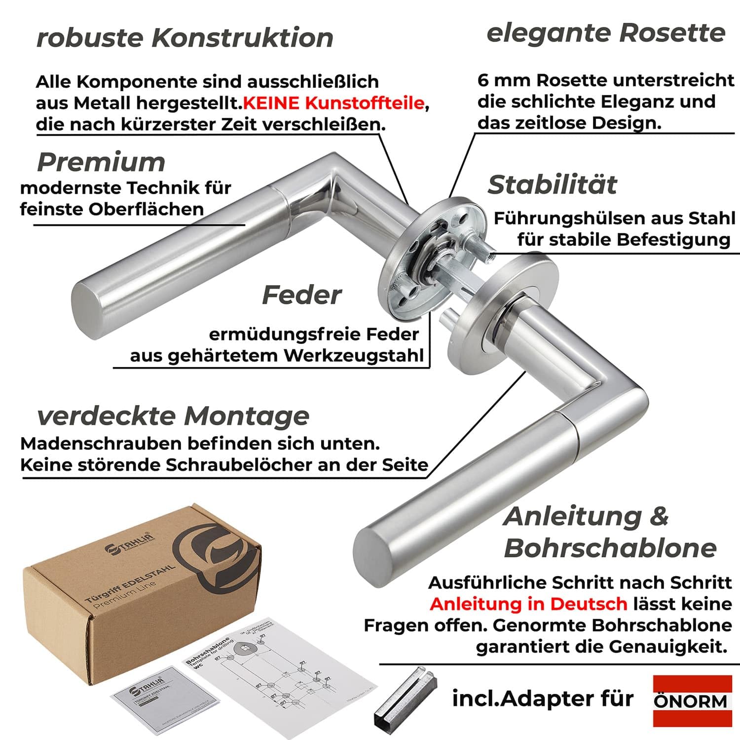 Stahlia door fitting stainless steel handle set ELEN interior doors room door round door handle, Handle Set \"Elen\", WC-BATHROOM - Image 4