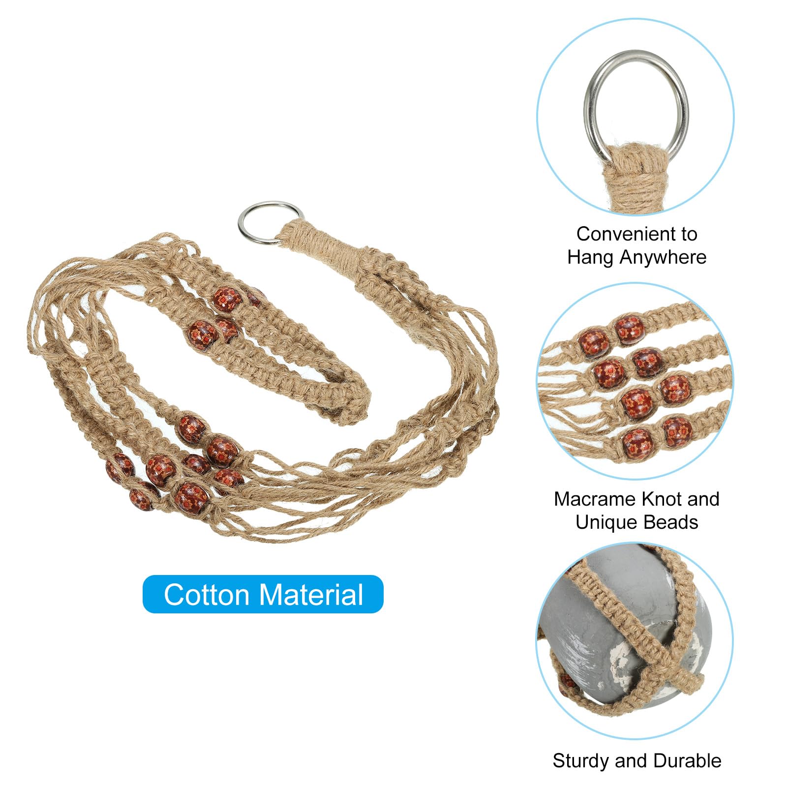 PATIKIL Macrame Plant Hanger Indoor 35", 2 Pcs Long Hanging Plant Holders with Pot for Indoor Home Decor Indoor Brown - Image 4