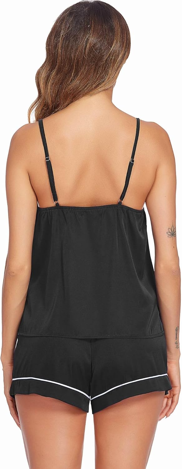 Ekouaer Pajamas for Women Set Silk Satin Pjs Sexy Lingerie Sleepwear Cami Shorts Set Summer Nightwear S-XXL - Image 2