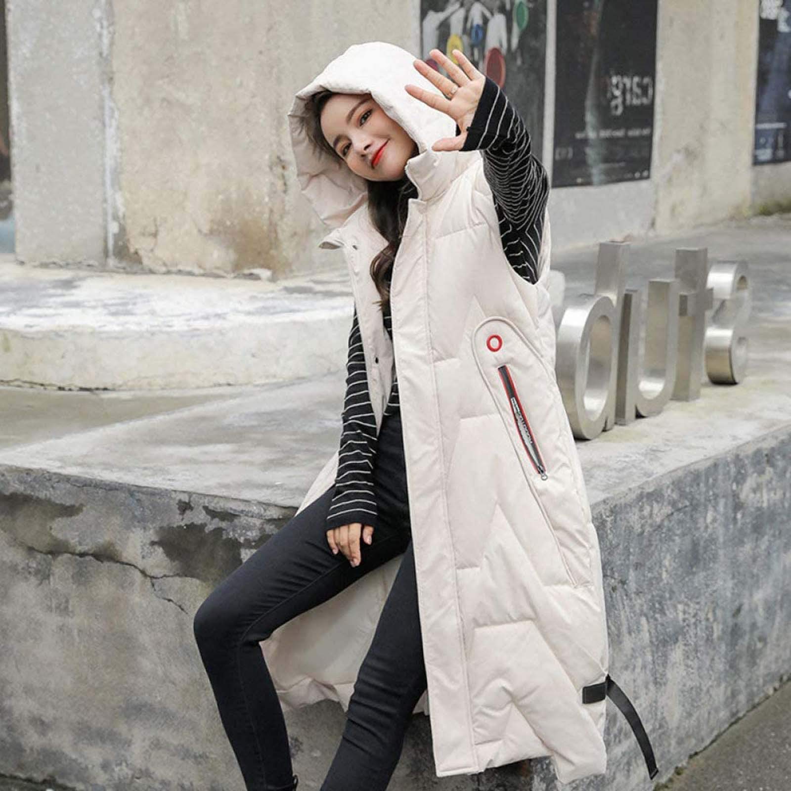 IQYU Cappotto trapuntato leggero da donna, senza maniche, gilet trapuntato, caldo invernale, con cappuccio, invernale, caldo, leggero, per attività all'aperto, trapuntato, invernale