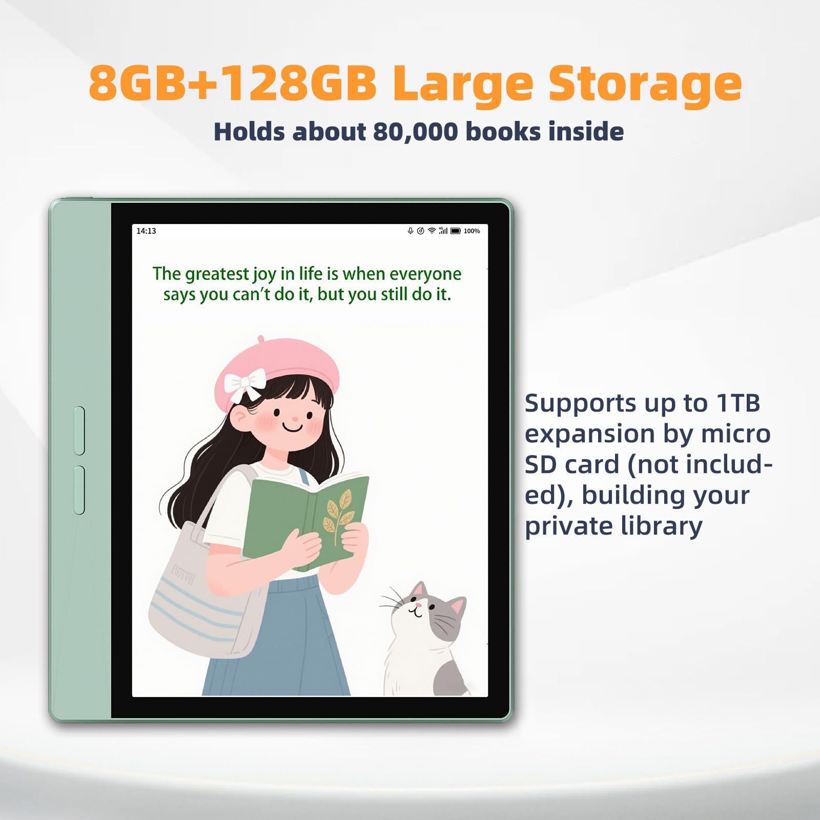 Bigme B7 Color e-Reader, ePaper Tablet 7 Inch E-ink eBook Readers Android eReader Device with 4G Calling, 8GB+128GB, Stylus, Eink Ereaders with Audiobook Note-taking Meeting Record Transcription Green — view 6
