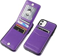 Vista 16 de KIHUWEY Funda compatible con iPhone 11 con soporte para tarjeta de crédito, cierre magnético de cuero de alta calidad, resistente funda protectora