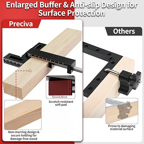 Miniatura 2 de Preciva Abrazaderas de esquina para carpintería, cuadrados de posicionamiento de 90 grados con 4 abrazaderas en C, aleación de aluminio de alta