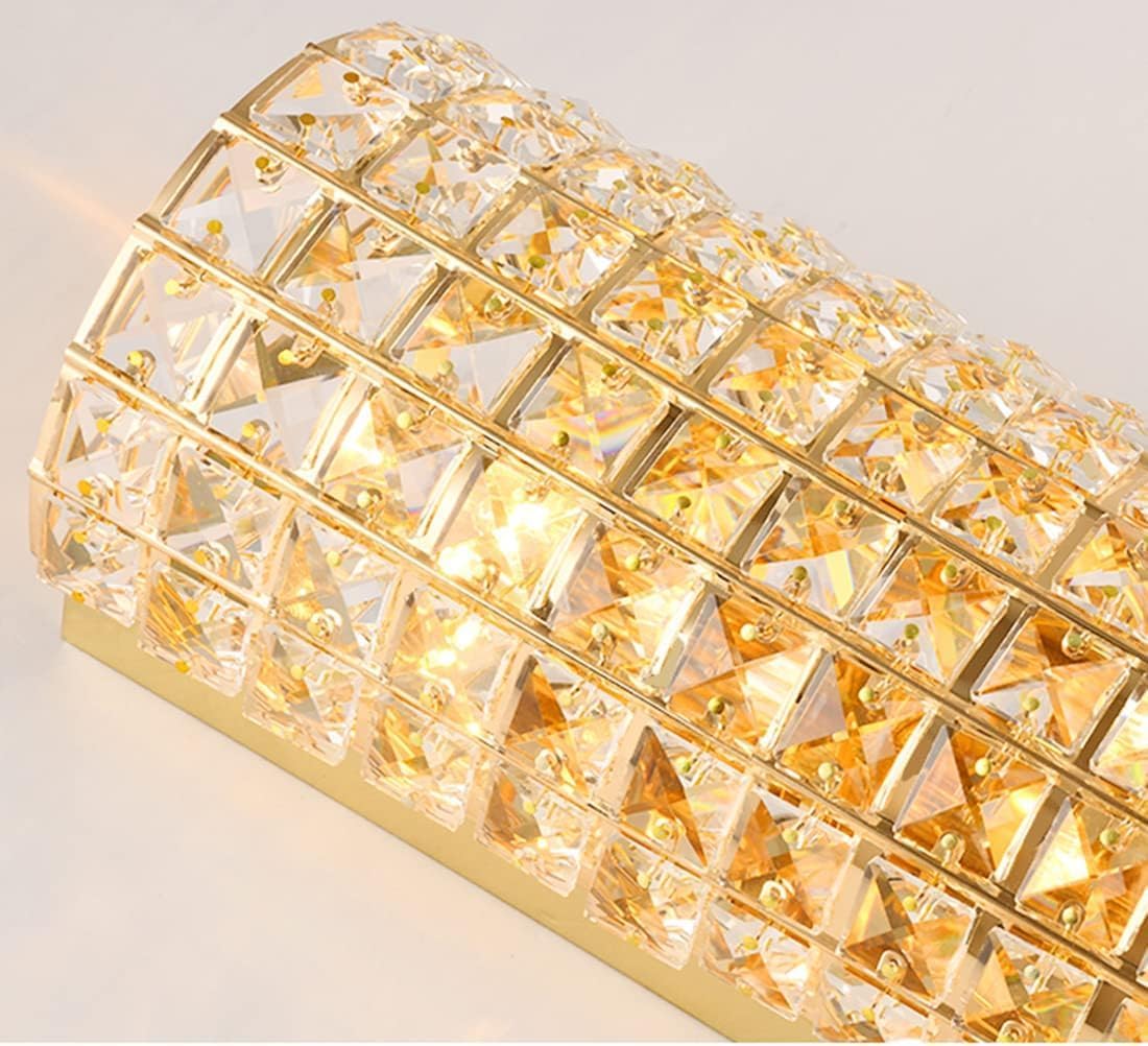 Modern Light Luxury Gold Crystal Wall Lamp Bar Bathroom Vanity Wall Sconce Minimalist Linear Long Strip LED Lighting Fixtures Bedside Mounted Lamp for Bedroom Living Room Hallway