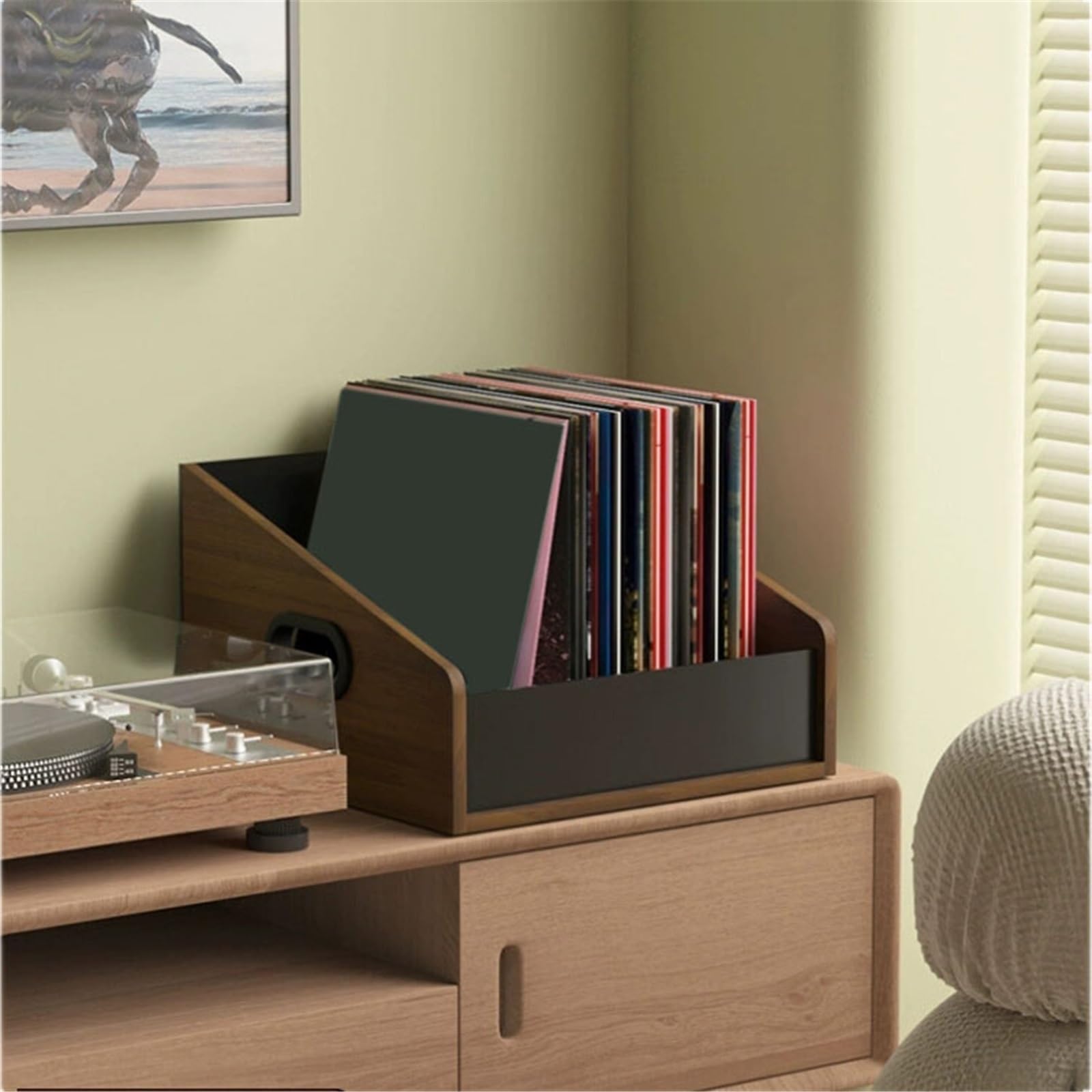 Étagère de rangement en bois pour vinyle et CD – Support haute capacité pour platines, bureau, affichage à la maison – Organisateur parfait pour les amateurs de musique