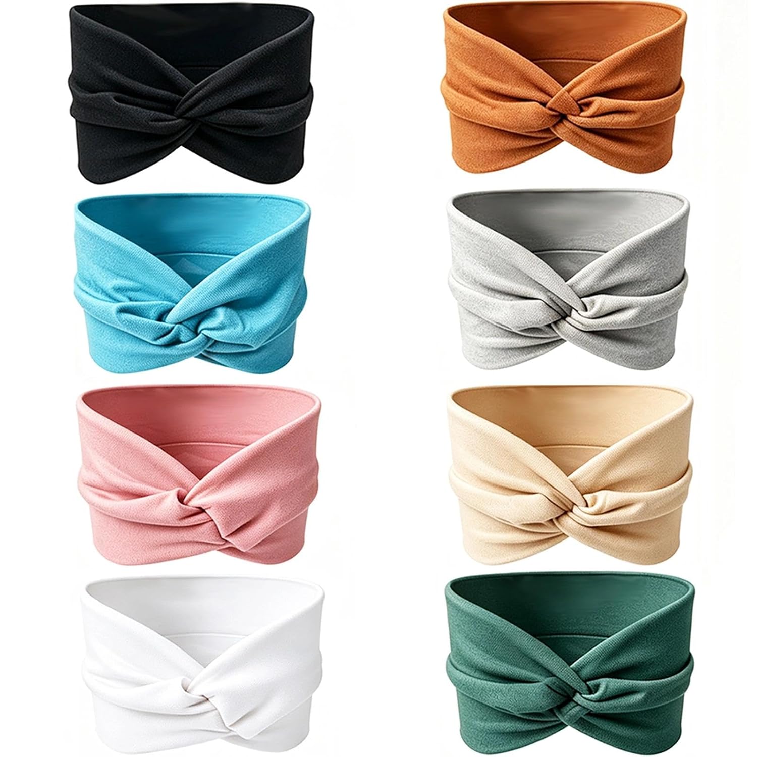 8 Pack Wide Women's Headbands, Elastic Turban Headwraps