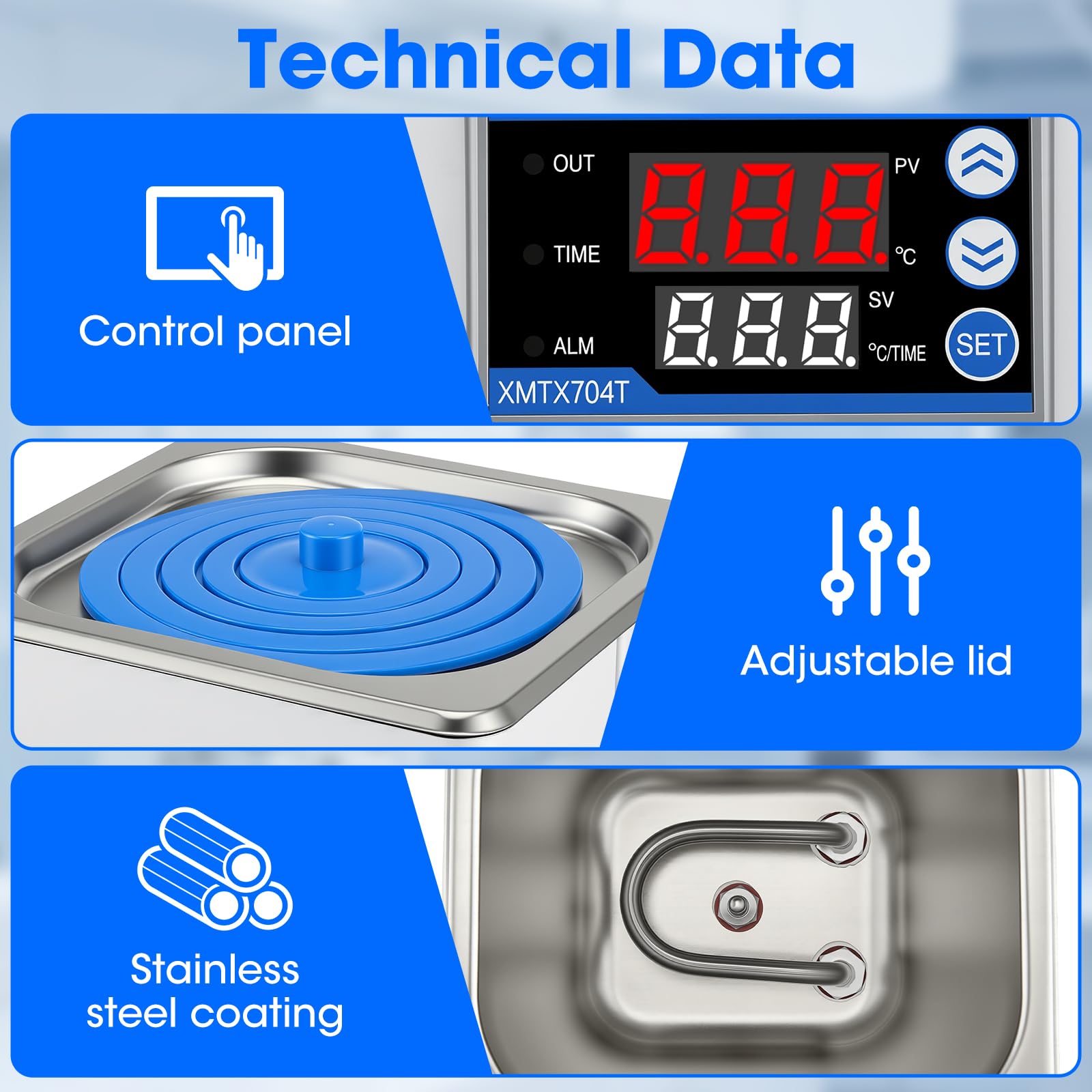300W Bain Marie de Laboratoire 3,5L Acier Inoxydable, Bain d'Eau de Laboratoire Numérique Scientifique avec Contrôle Précise de Température 0-100°C Minuterie, Bain Marie Thermostatique, Affichage LED