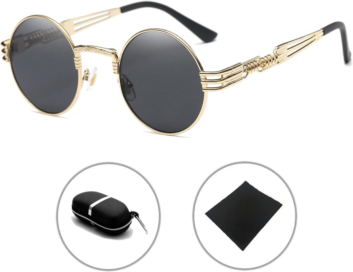 Gothic Steampunk Sunglasses Men Women Metal Round Shades Mirror Sun glasses Huanxin store