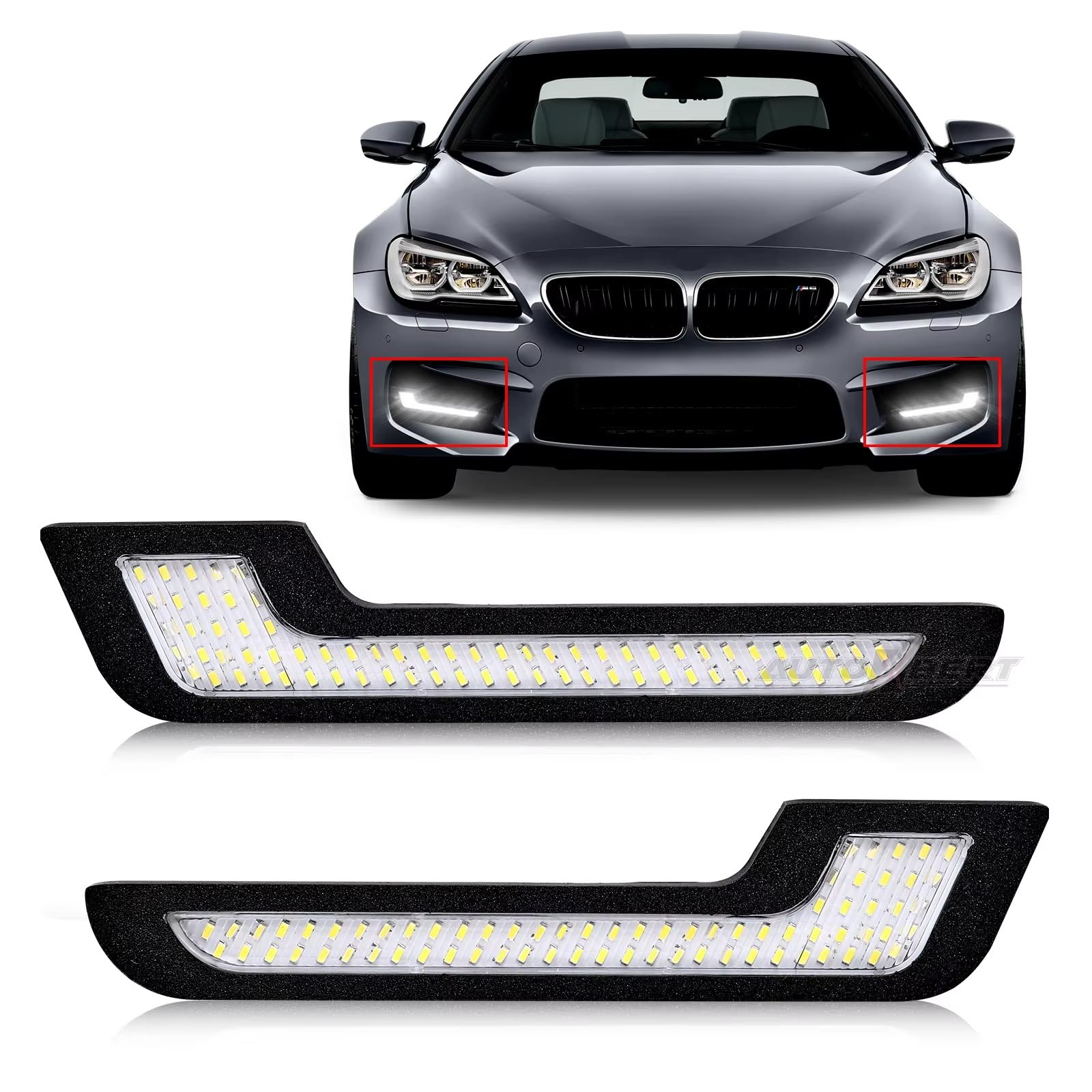 Antibrouillard Avant 2x LR 72 LED Blanc 12V Voiture Barre Lumineuse Décorative Universelle DRL Bande Lumineuse Feux Jour Pare-chocs Avant Antibrouillard Lampe Conduite