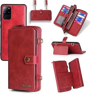 Compatible with Samsung Galaxy S20 Glaxay S 20 5G UW 6.2 inch Wallet Case Crossbody Shoulder Strap Card Holder Stand Multi-Function 2in 1 Detachable Magnetic Cell Phone Cover for Gaxaly 20S G5 Red