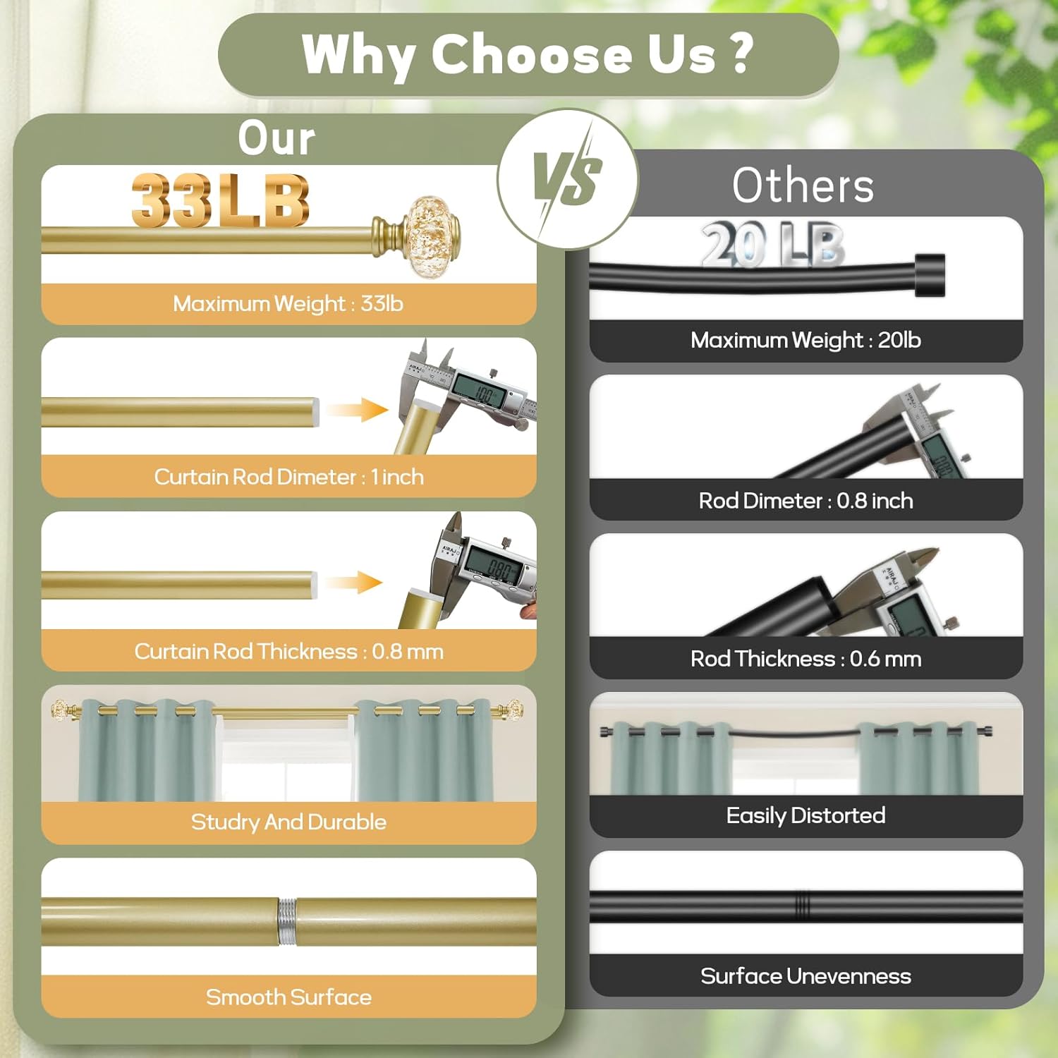 Gold Double Curtain Rod For Windows 28 to 48 Inch, 1 Inch Diameter Heavy-Duty Adjustable Dual Curtain Rod with Decorative Gold Foil Finials, Double Curtain Rod for Bedroom and Living Room