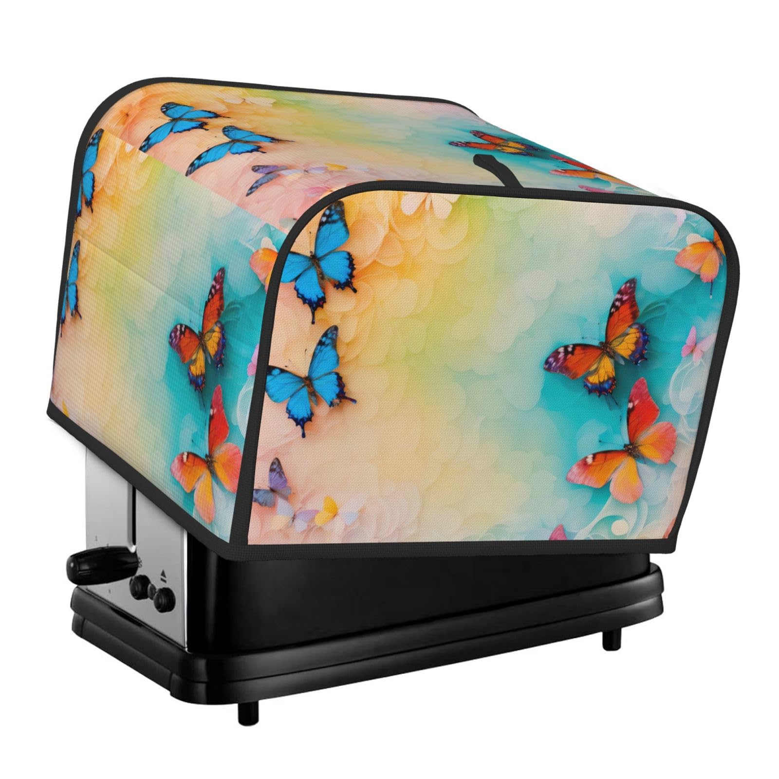 Butterfly Print 4-Slice Toaster Cover Dustproof Waterproof Kitchen Appliance Protector For Bread