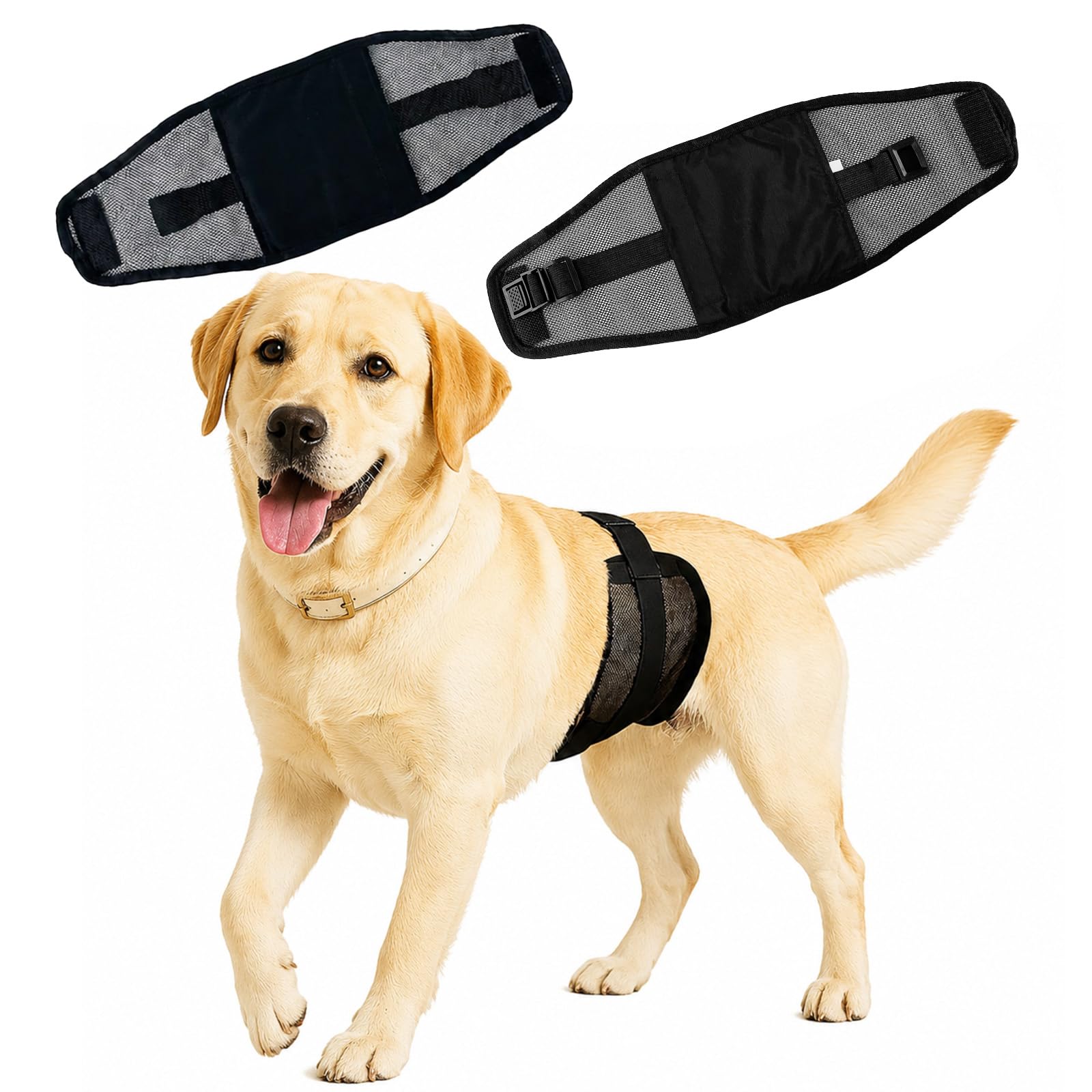 1Pcs Dog Nappies Male Reusable Washable Breathable Air Mesh Fabric Belly Band High Absorbing Dog Wraps for Doggie Puppy in Incontinence or Excitable Urination and Training (2, Black, M)
