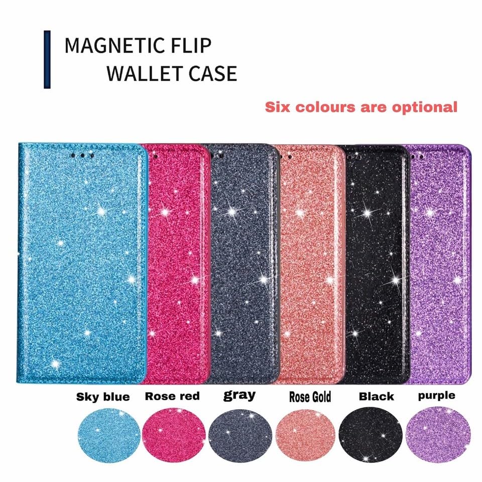 Étui en cuir violet iPhone 15 Pro portefeuille de protection au design pailleté chic