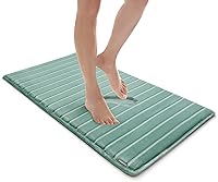 Vista 10 de MICRODRY Tapete de baño de espuma viscoelástica extra grueso, moderno, con infusión de carbón, base antideslizante GripTex, absorbente, de fácil Azul