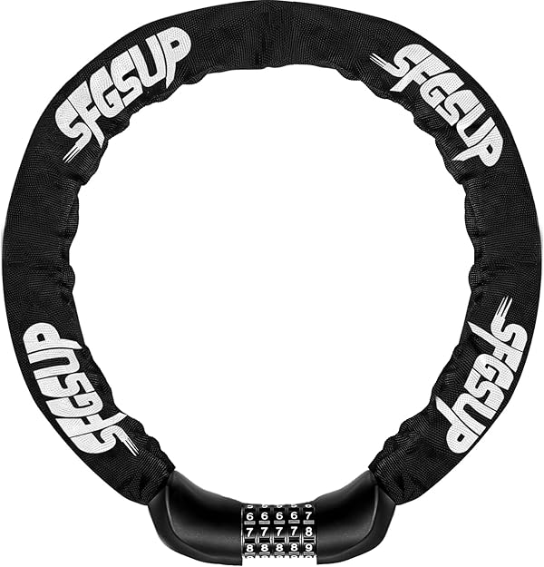SFGSUP Fahrradschloss Hohe Sicherheit, Fahrradschloss Zahlenschloss mit 5 stellig Zahlencode, 6mmx90cm Stahlkettenglieder Kettenschloss Fahrrad Auch Geeignet für Tore/Zäune/Grills/E-Bike/Motorrad.