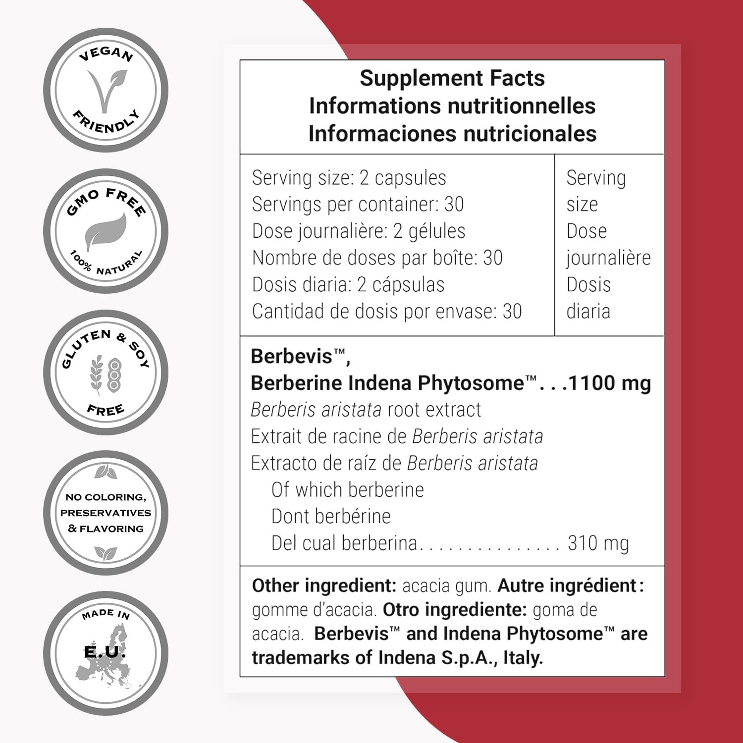 Supersmart Berberine Max Bioactivity - High-Bioavailability Berberine Phytosome Supplement - Patented Berbevis Extract | Vegan & Gluten Free - 60 Vegetable Capsules - Image 3