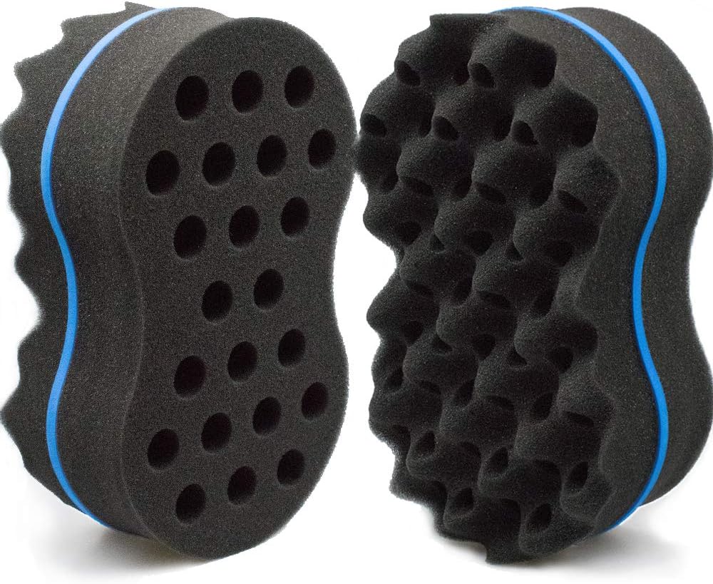 Hair Twist Sponge Brush Two Sides Dread Dreading Wave Twisting Foam Afro Barber Curl Sponge for Women and Men Boy Girl Small and Big Holes 1 Pcs