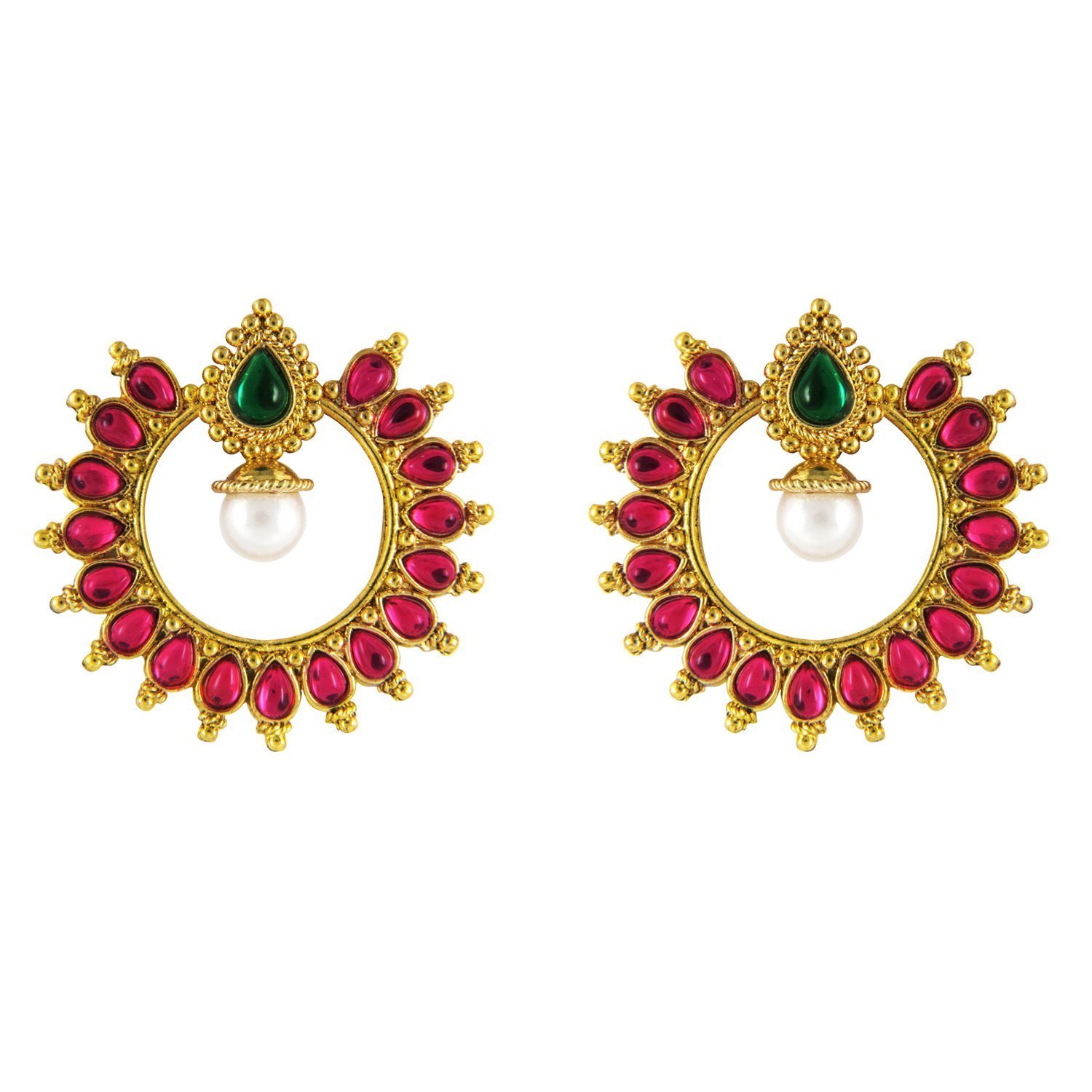 Om Jewells Traditional Ethnic Pink Green Sun Earrings With Crystals Stones For Women Er1000001 (B01E3TKSRS) Amazon Price History, Amazon Price Tracker