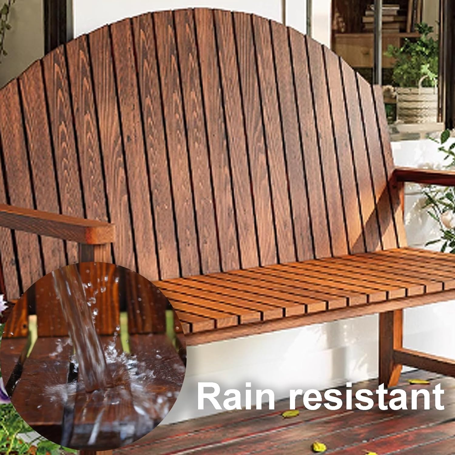 Wooden Park Bench, Garden Bench, Front Porch Bench Seat, Outdoor Seating Furniture Lounge, Patio Bench Rain Resistant with Backrest and Armrests(Natural,120x50x90cm)