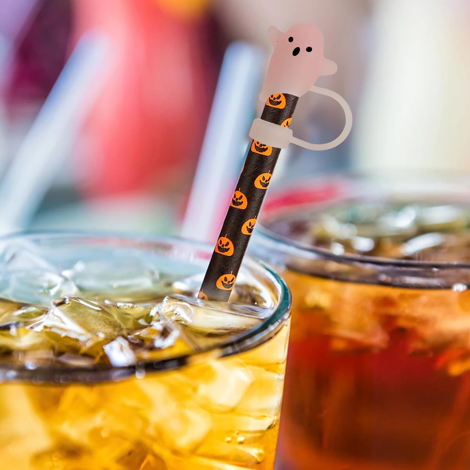 6Pcs Luminous Halloween Straw Cover for Stanley Cup, 10mm Silicone Ghost Straw Topper Compatible with 30 and 40 Oz Tumbler for Holiday - Image 8