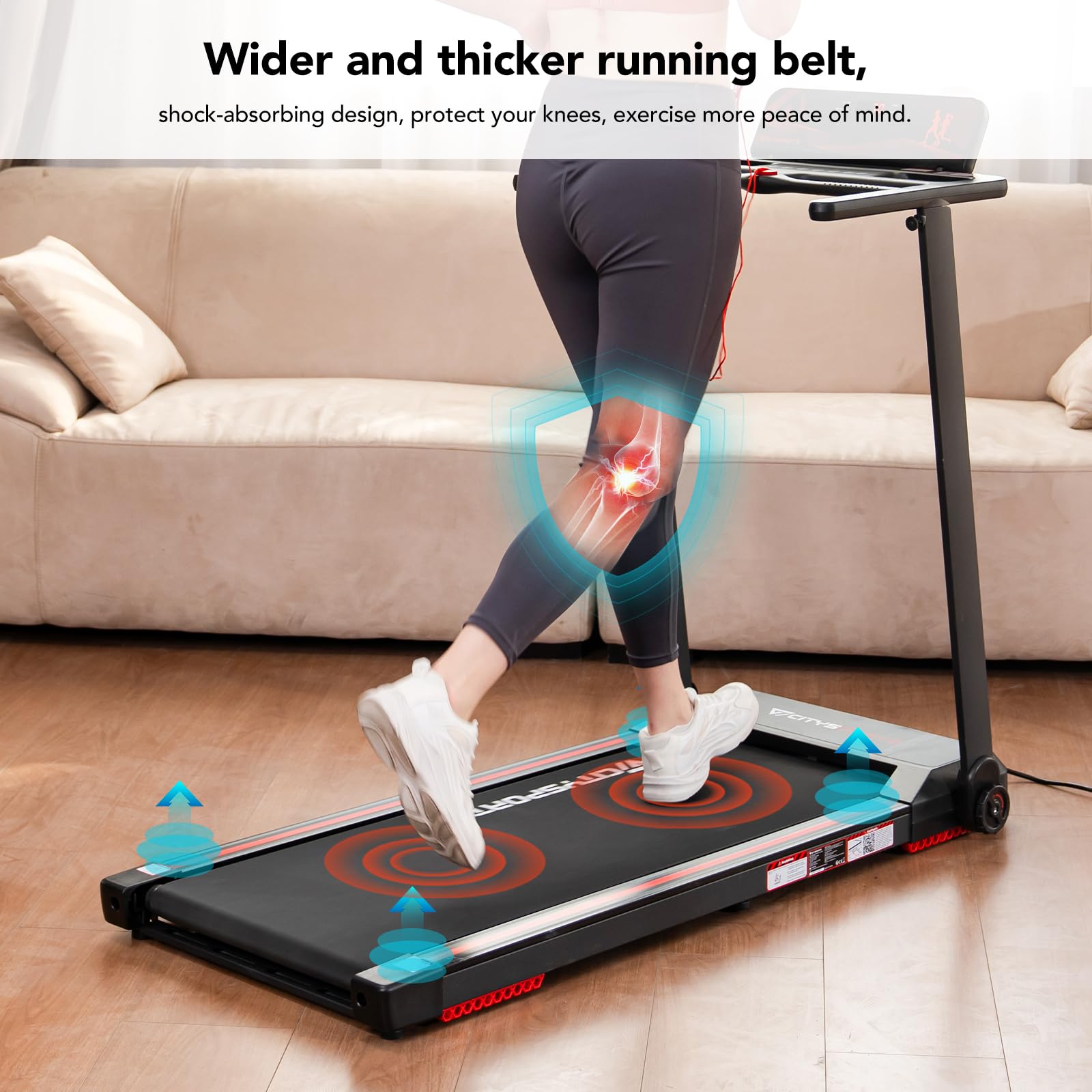 CITYSPORTS Cinta de Correr Plegable,Cinta de Andar eléctrica,con Pantalla LED,App y Soporte para Tableta 360°,Walking Pad Compacta para casa y Oficina