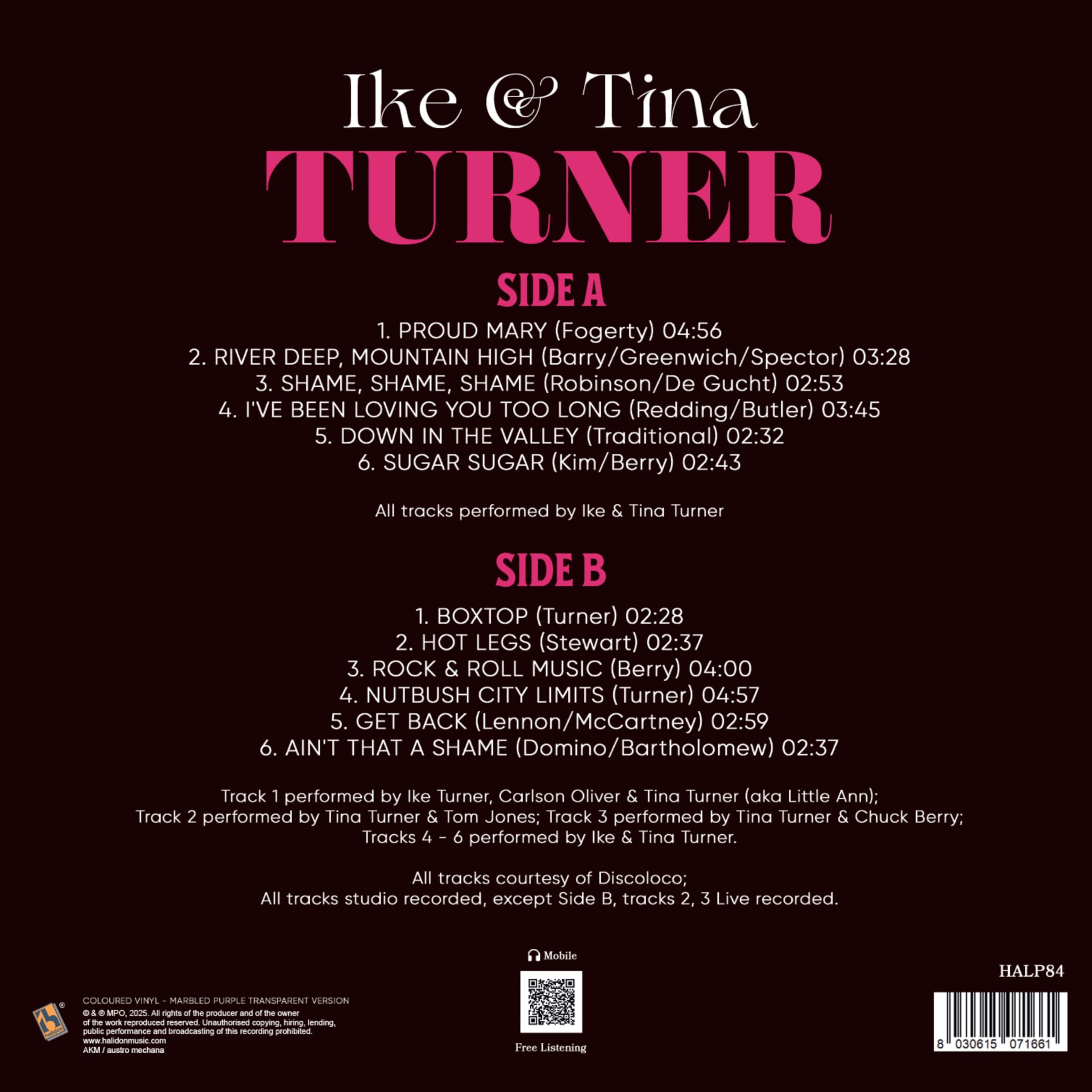 halidon Ike & Tina Turner Vinyl Bunt, Lila marmoriert Transparent
