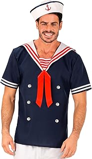 W WIDMANN MILANO Party FashionW WIDMANN MILANO Party Fashion – Kostym sjöman, t-shirt, hatt, sjömans, marinblå, karnevaldräkter - Amazon Deal & Rabatt