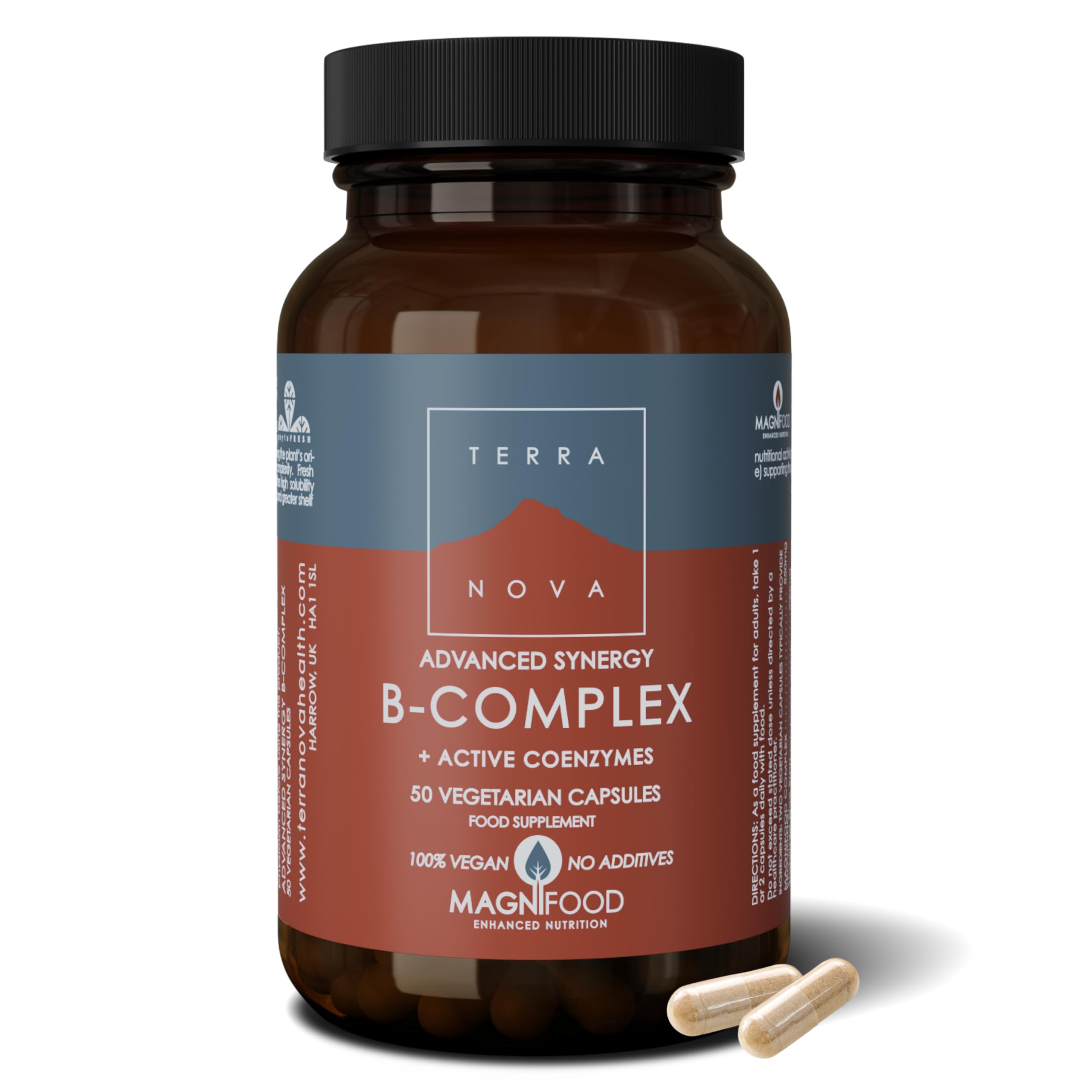 Terranova Advanced Synergy B Complex Vegan 50 Capsules, Coenzyme B Vitamins