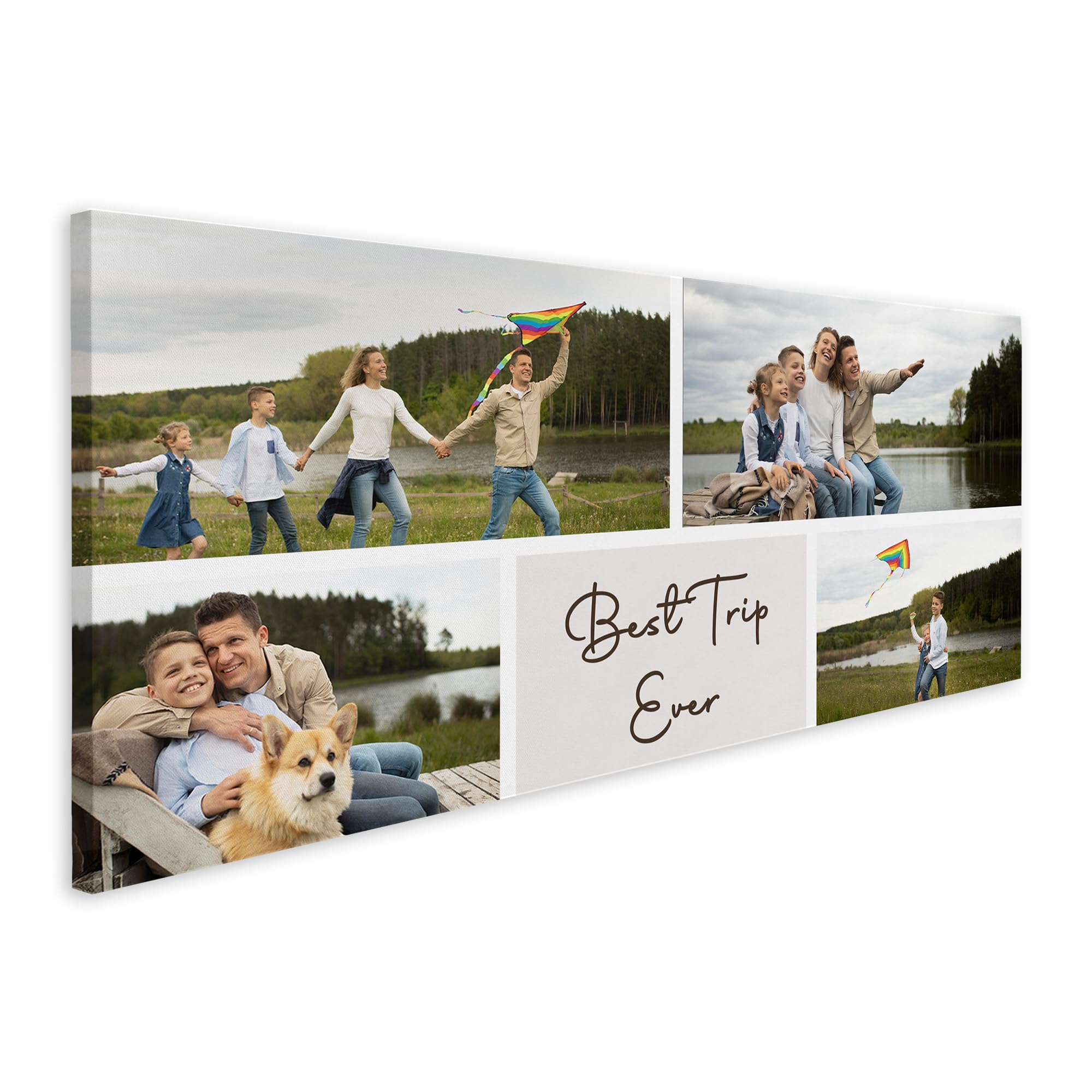 Print Maniacs Men's Panoramic 5 Photo Personalised Gifts For Wo & Dad - Customised Panoramic Canvas With Pictures