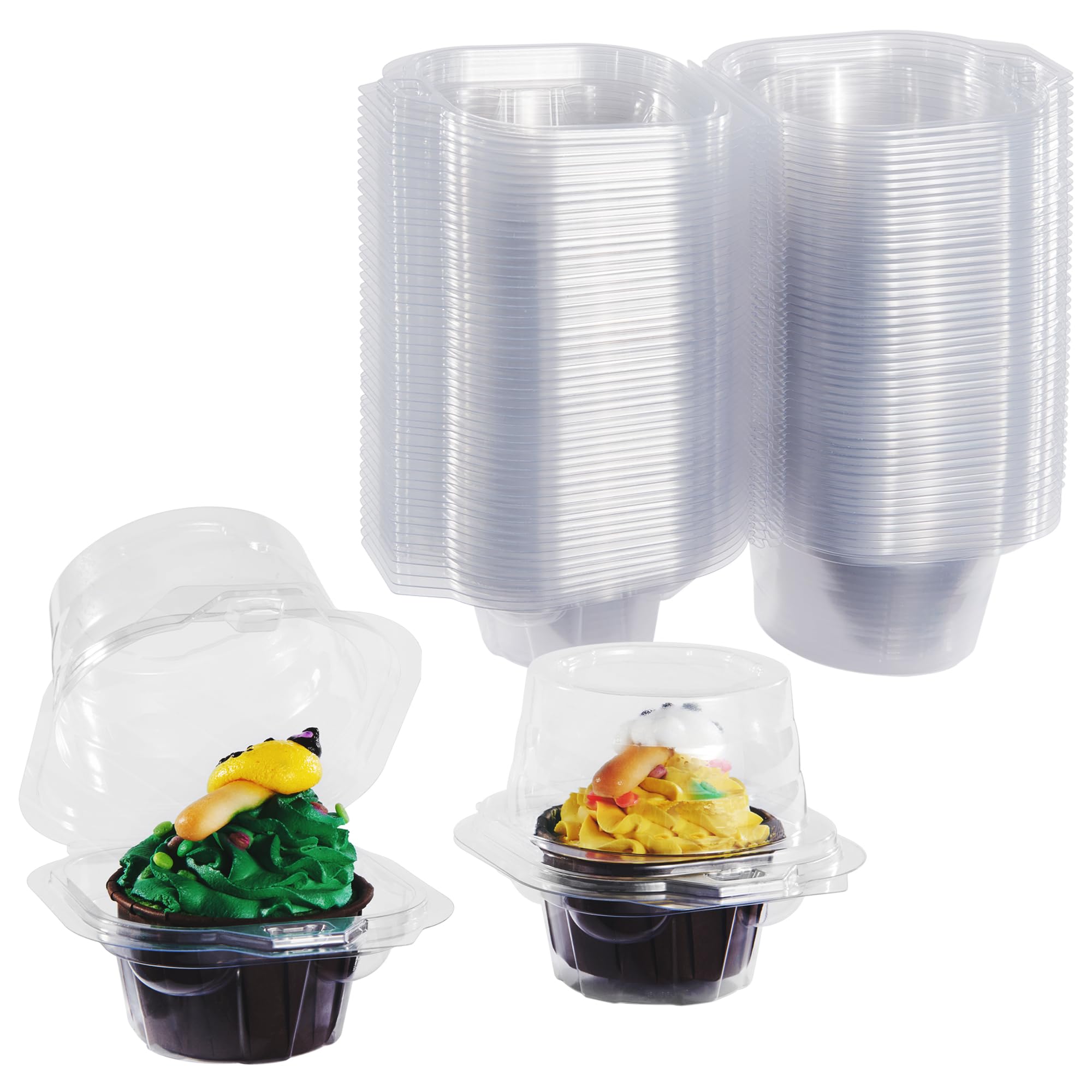 Lot De 50 Boîtes à Cupcakes En Plastique Transparent à 2 Compartiments