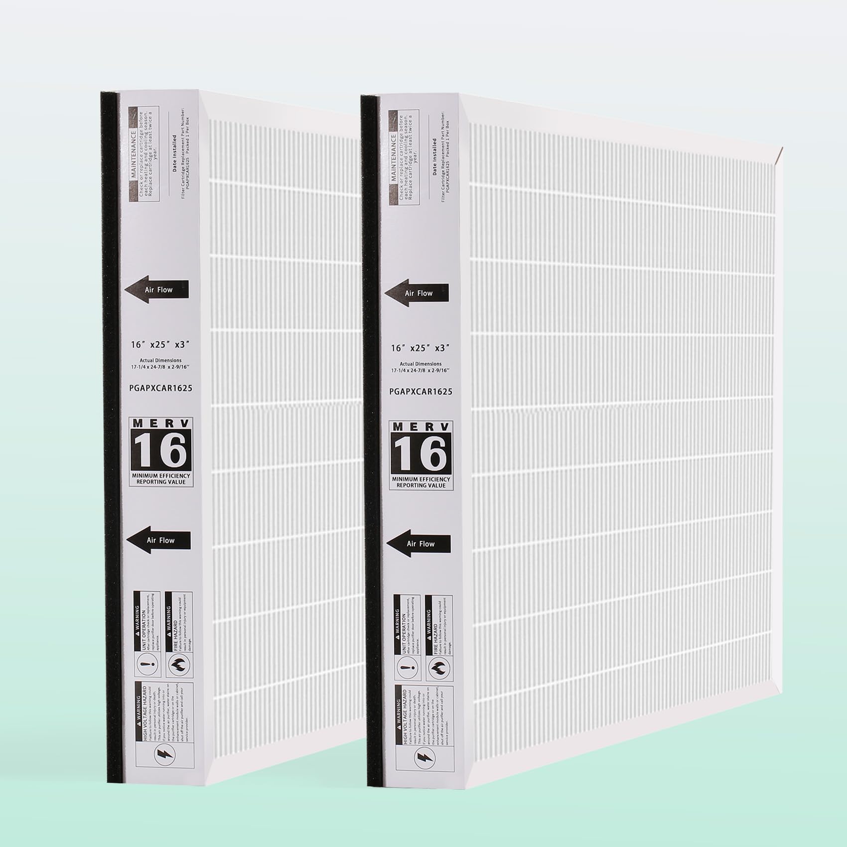 PGAPXCAR1625 Merv16-2 Pack Replacement Filter, Compatible with Bryant/Carrier PGAPXCAR1625, AGAPXCAR1625-A02?PGAPXCAR1625-a02, PGAPXCAR1625-A01, AGAPXCAR1625 Filter(16x25x3in)