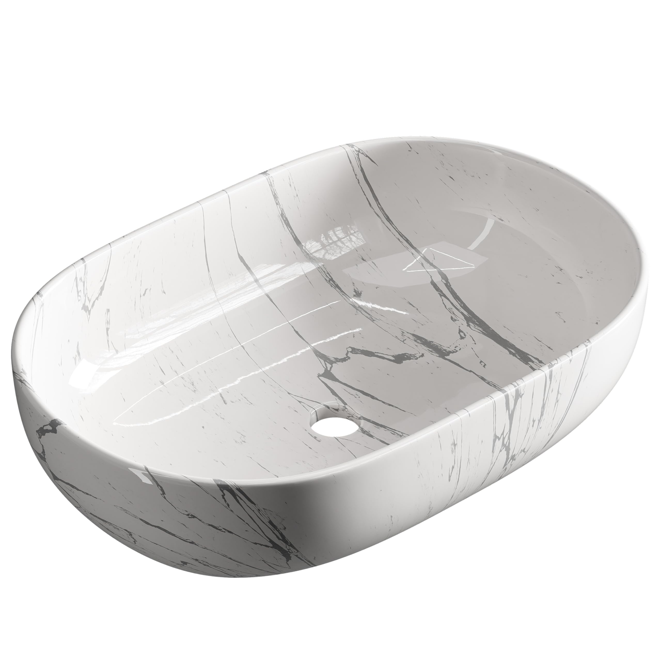 Luca opzetwastafel ovaal 57x41x14,2 cm | Wit en Zwart - Van den Boomen