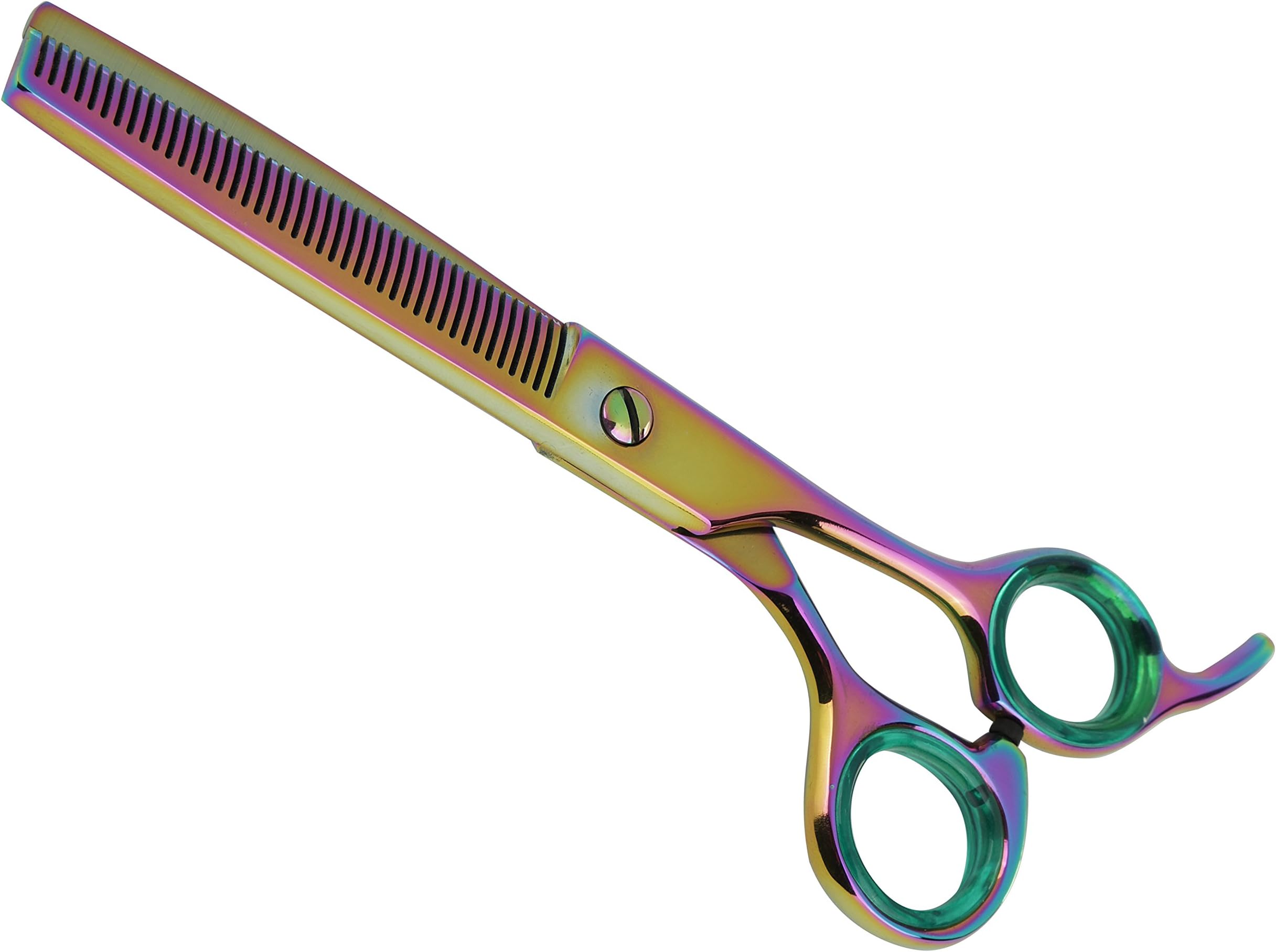 SHARFGold Touch Pet Shears, 6.5' 42-Tooth Rainbow Thinning Shear for Dogs, 440c Japanese Stainless Steal Dog Thinning Shears