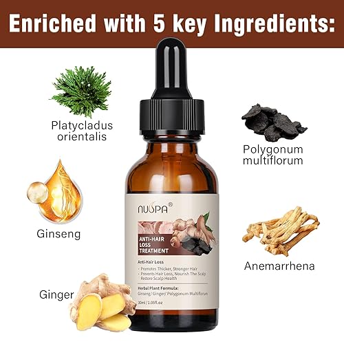 Miniatura 9 de Champú para adelgazar el cabello 5 en 1, lavado de cabello orgánico 100% natural infundido con jengibre, ginseng, Polygonum Multiflorum, tratamiento