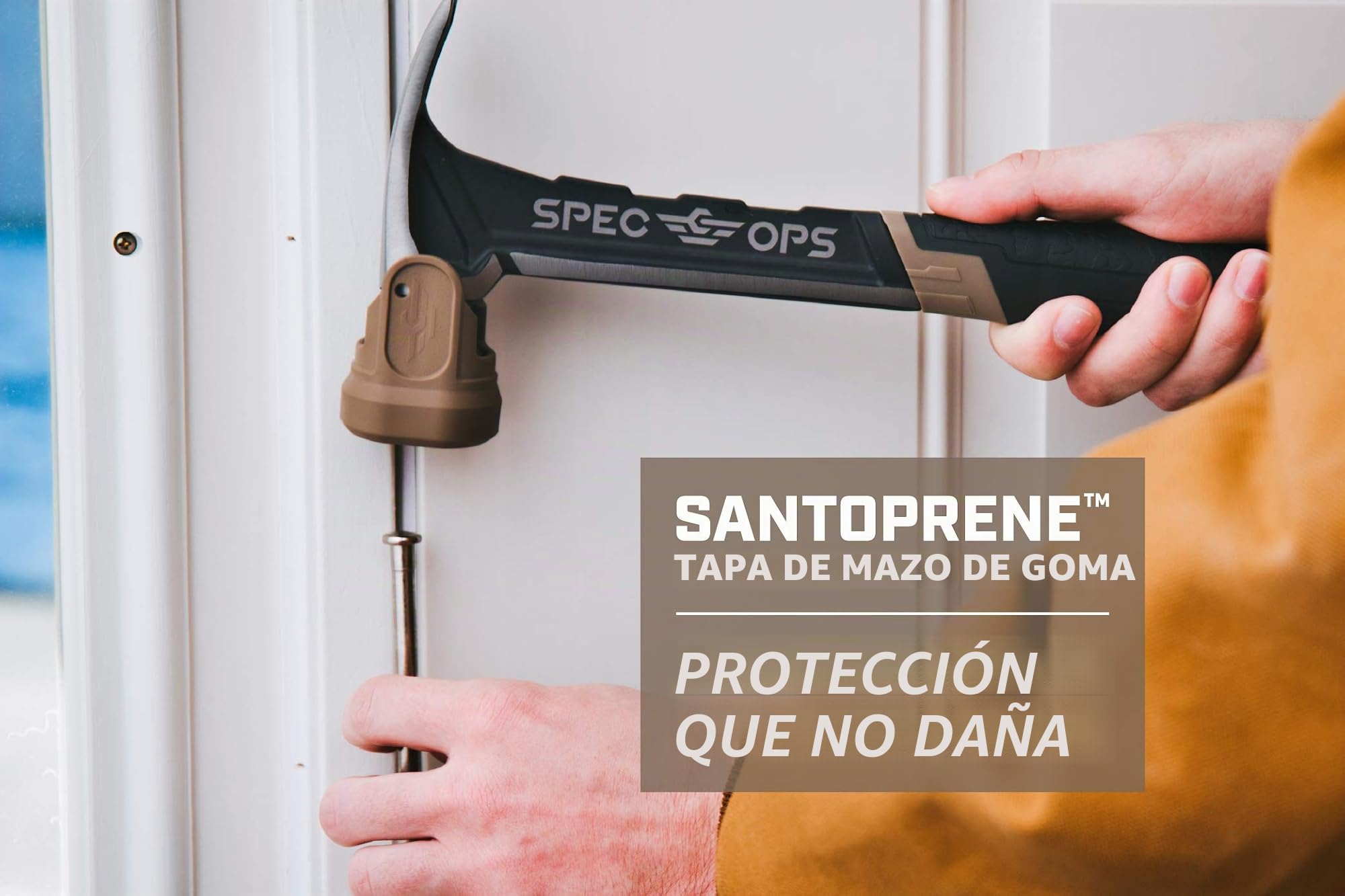 Spec Ops - SPEC-M20SF-S Tools martillo de clavo, 20 onzas, garra rasgada, cara lisa, cara de mazo suave, agarre absorbente de golpes, 3% donado a veteranos negro/marrón