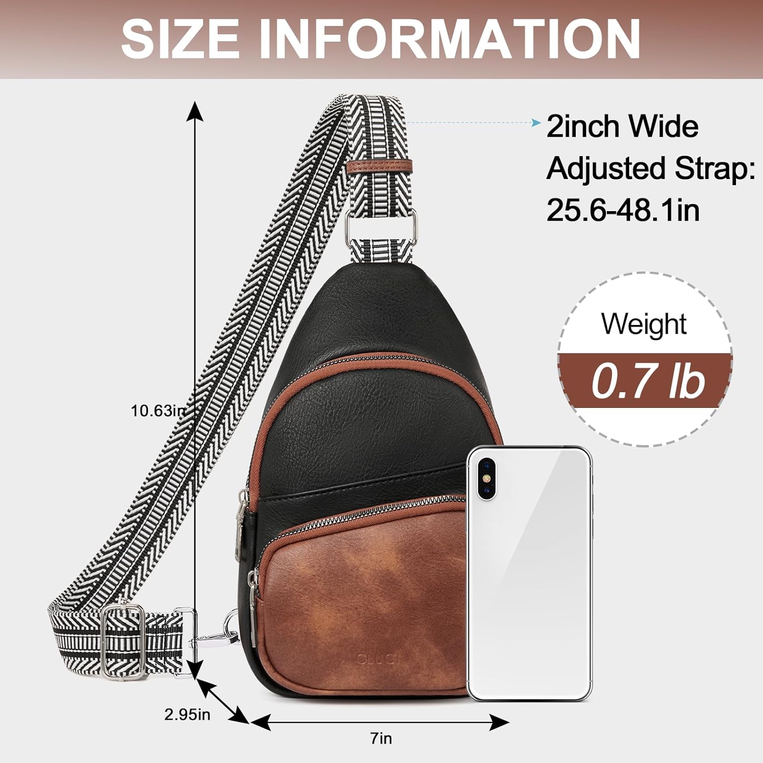 CLUCI Small Sling Bag for Women, Vegan Leather Fanny Pack Crossbody Bags for Women, Chest Bag With Guitar Strap - Image 5