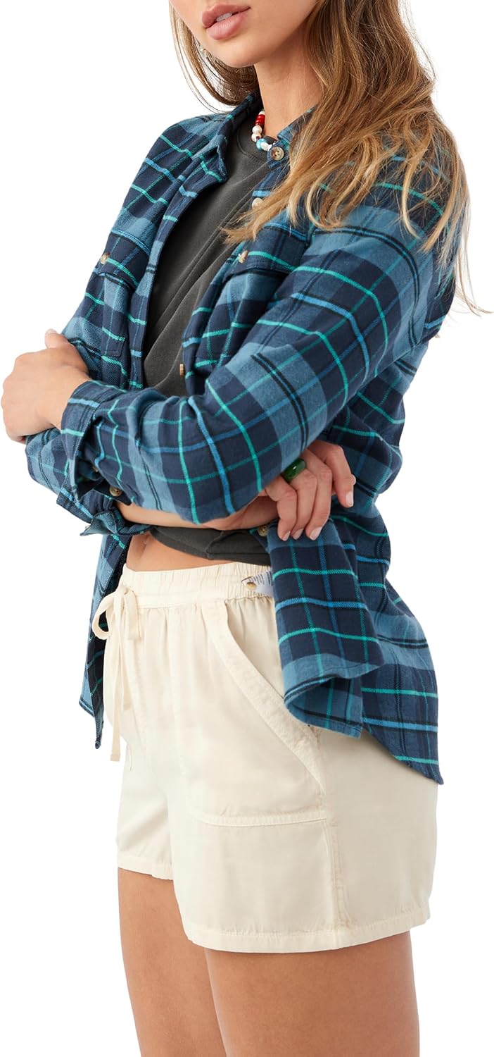 O'NEILL Women's Flannel Top - Comfortable and Casual Long Sleeve Button Up Shirts for Women