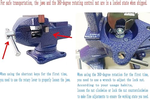 Miniatura 5 de Tornillo de banco o tornillo de mesa, mandíbula multifuncional, tornillo de banco combinado multifuncional con ajuste rápido, rotación universal de
