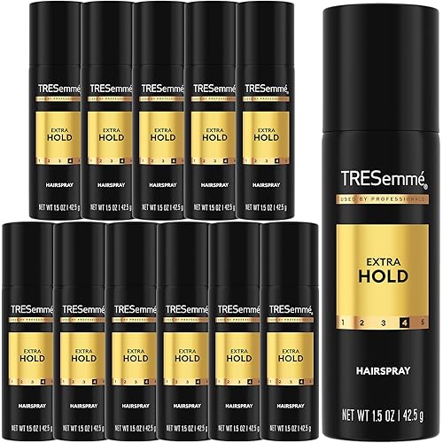 TRESemmé Travel Hairspray, Extra Hold, 12-Pack – Moisturizing Hair Spray, Anti-Humidity, Anti-Frizz Hair Products, 1.5 Oz Ea