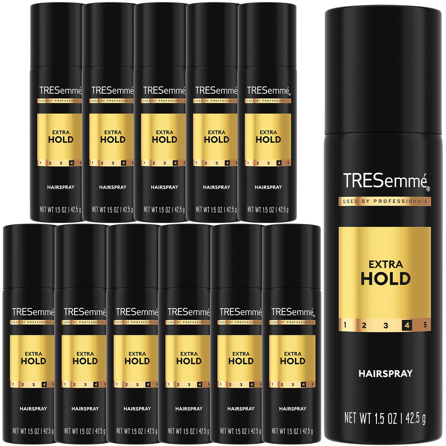 TRESemmé Extra Hold Travel Hairspray 12-Pack, Anti-Frizz Anti-Humidity Moisturizing Spray, 1.5oz Mini Cans