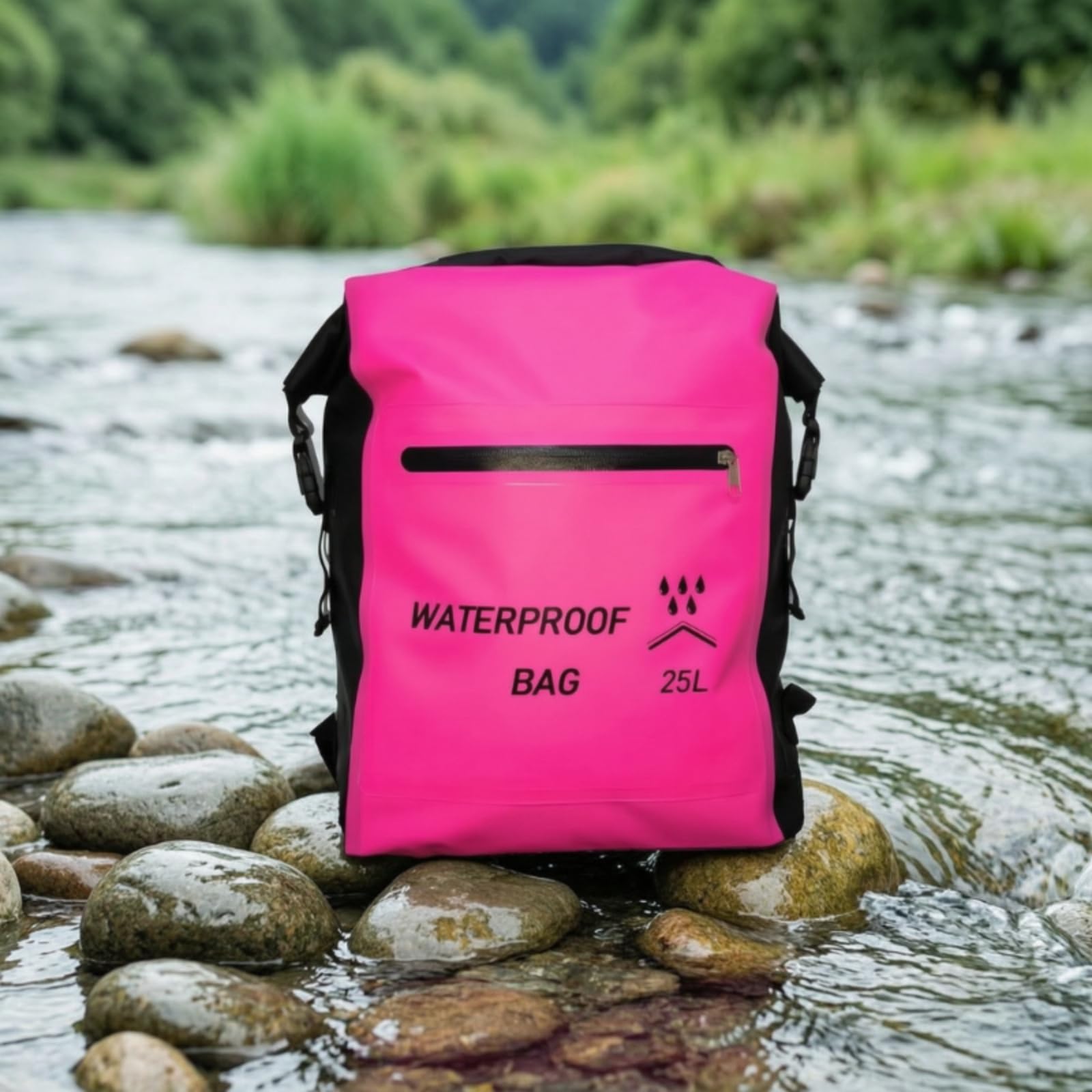 Baoblaze Zaino Impermeabile Pvc da 25 Litri con Chiusura Arrotolabile in Tessuto Mesh 500D con Spallacci Imbottiti Adatto per Escursioni Viaggi E Attività Acquatiche, Array, color to 1, 25L